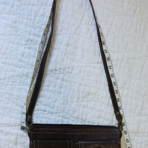 Fossil Dark Brown Leather Crossbody Or Clutch Bag - Picture 13 of 17
